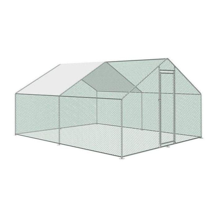Poulailler d'extérieur 3x4x2m, enclos grillagé pour poules, volaille, structure en acier galvanisé 25x0.65mm