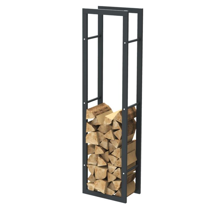 Rangement à bois en acier noir 150x40x25CM, rack pour bois de