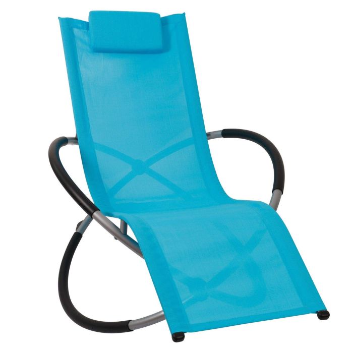 Chaise longue bleu, relax de jardin, chaise de jardin, rocking chair, résistant aux intempéries, max 180kg