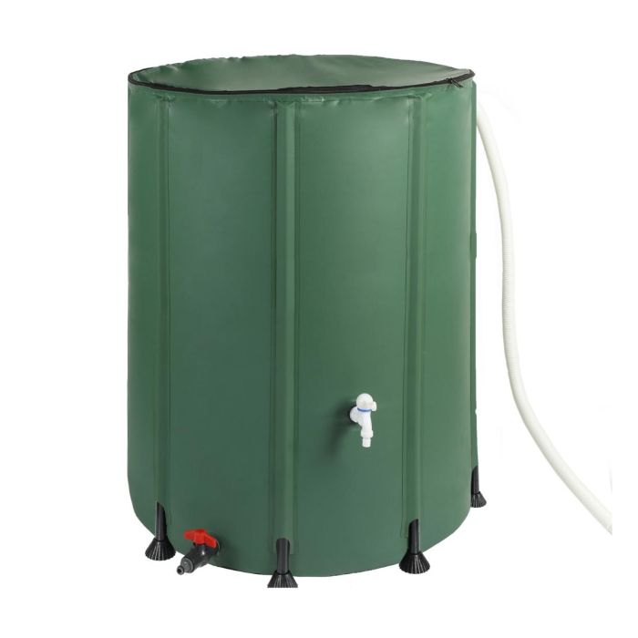Réservoir d'eau de pluie 200 litres en PVC avec sortie pour tuyau d'arrosage, tank à eau de pluie 60x72cm
