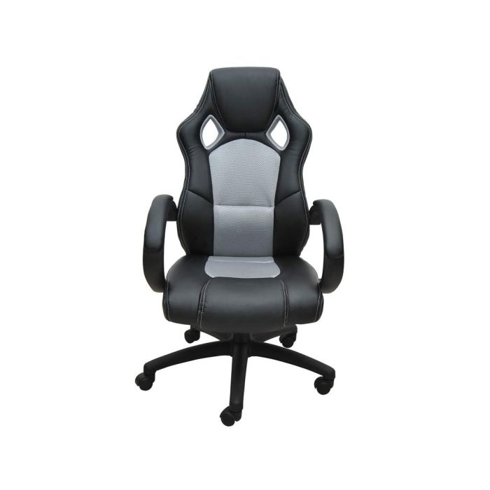 Siège baquet fauteuil de bureau gris et noir, tissu et cuir