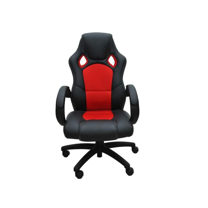 Siège baquet fauteuil de bureau rouge et noir, tissu et cuir