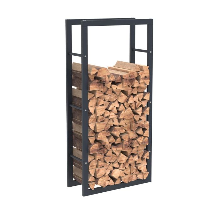 Rangement à bois en acier noir 125x60x25CM, rack pour bois de chauffage, range-bûches