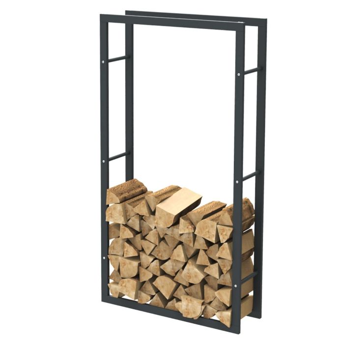 Rangement à bois en acier noir 150x80x25CM, rack pour bois de chauffage, range-bûches