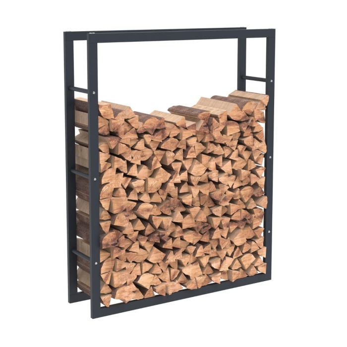 Rangement à bois en acier noir 125x100x25CM, rack pour bois de chauffage, range-bûches