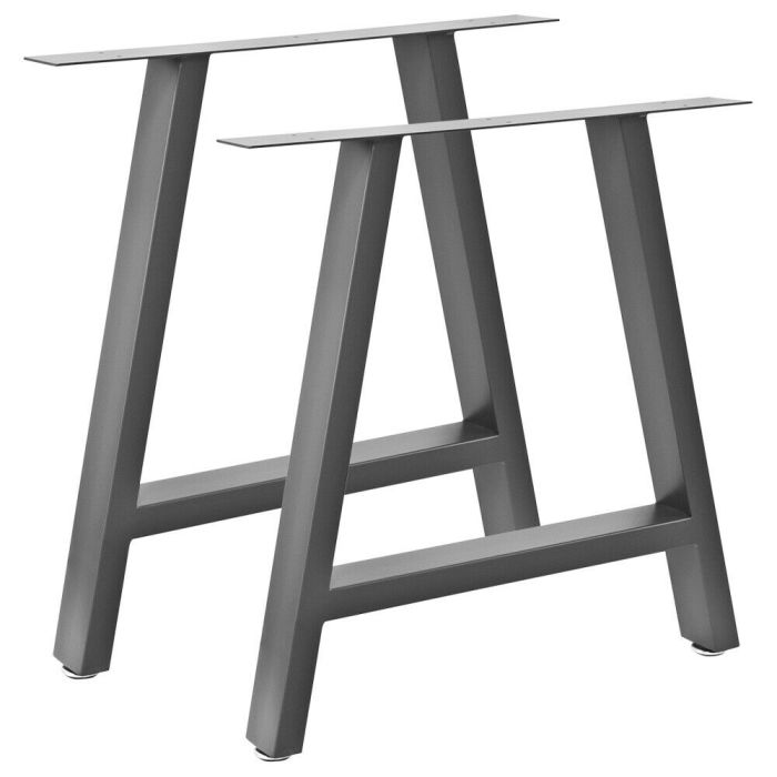 2 Pieds de table en acier gris 70x72cm, Pieds pour meubles, Pieds de table métal avec pieds réglables