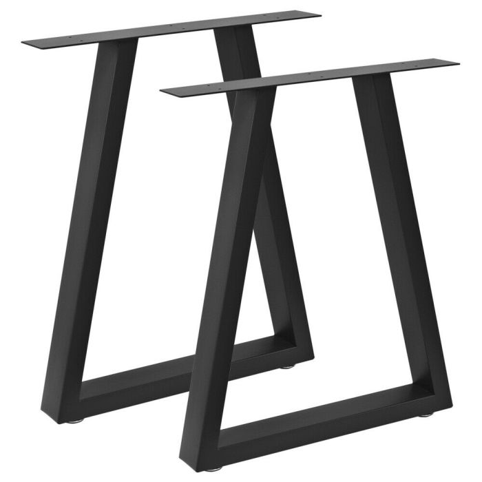 2 Pieds de table en acier noir 60x72cm, Pieds pour meubles, Pieds de table métal avec pieds réglables