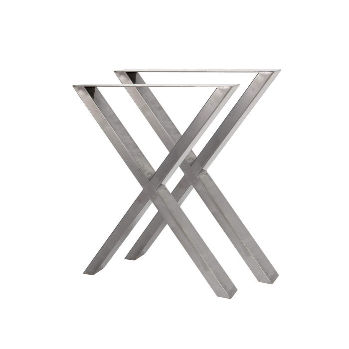 Jeu de 2 Pieds de table en acier brut vernis format X, Pieds de table métal 60x72cm