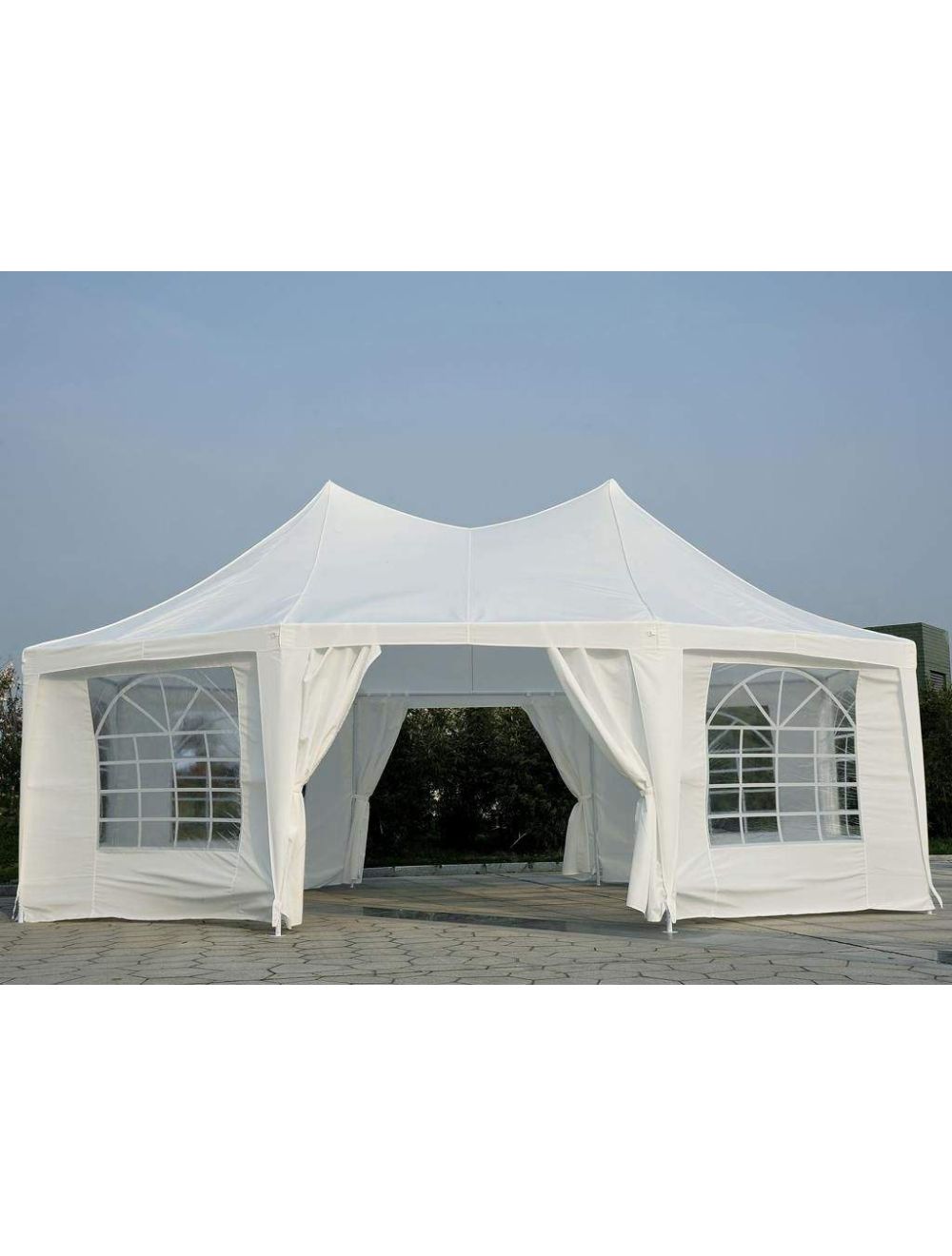 Tonnelle de jardin, tente de réception, pavillon de jardin Octognal, 6,8X5 m version LUXE, 45 personnes