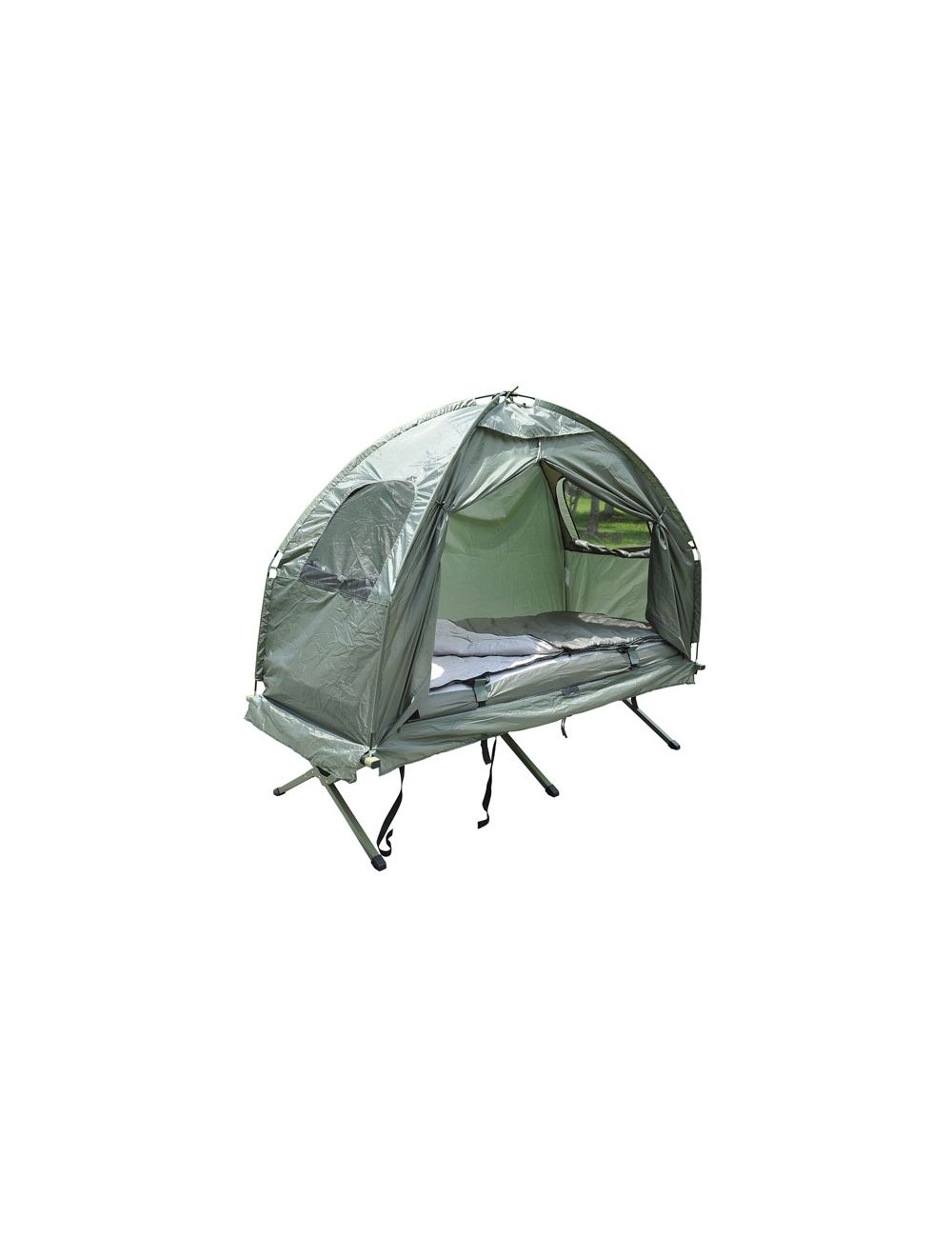 Lit de camp avec tente, sac de couchage et matelas gonflable camping