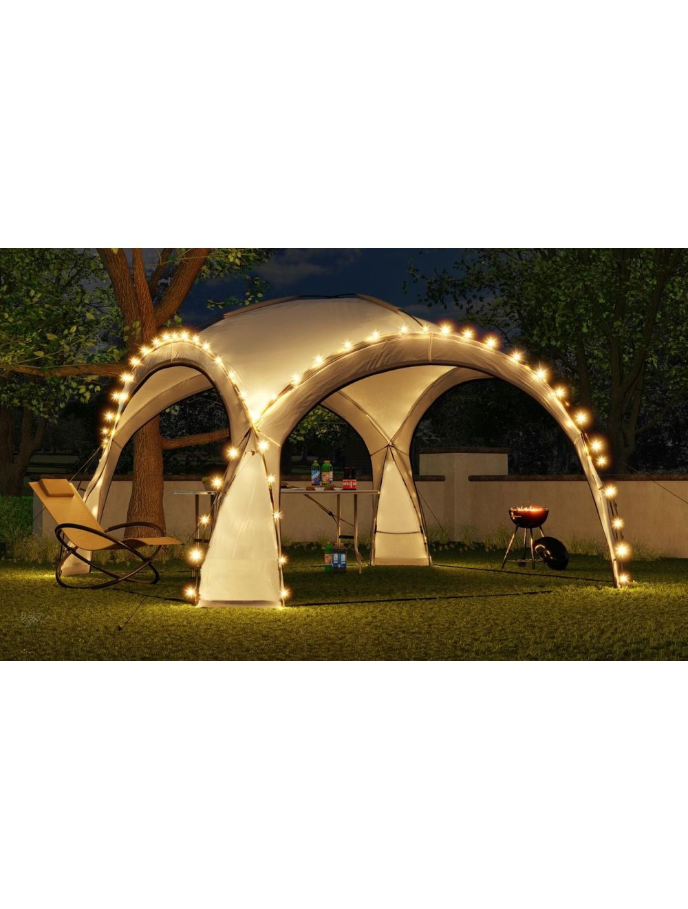 Tonnelle de jardin 3.5x3.5m avec éclairage LED et capteur solaire. Tente de fête, Pavillon de Jardin, Chapiteau