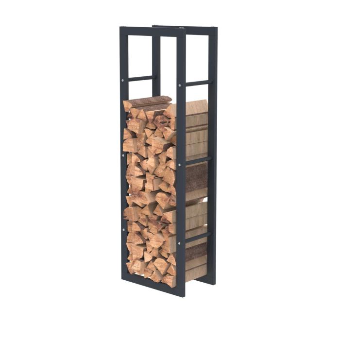 Rangement à bois en acier noir 125x40x25CM, rack pour bois de chauffage, range-bûches
