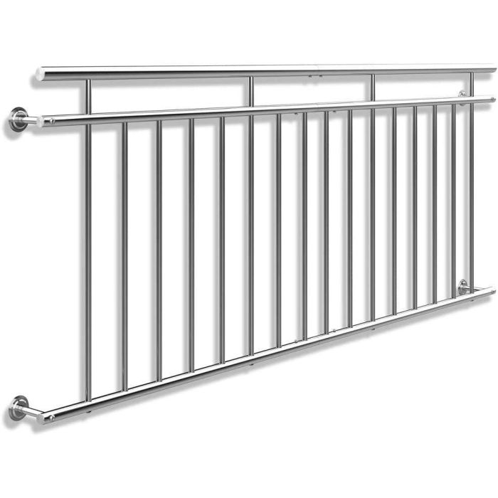 Garde-corps de porte fenêtre 225x90cm balustrade main courante rambarde acier inoxydable