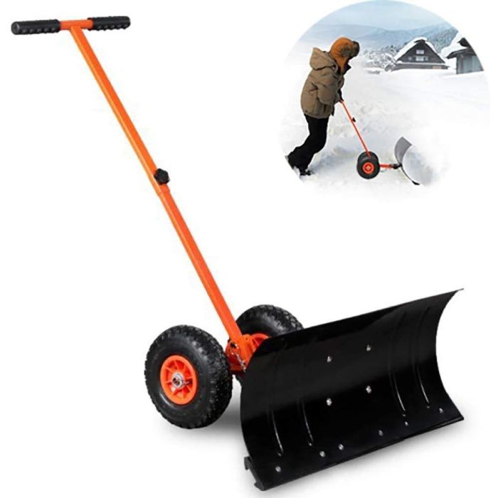 Pelle à neige avec roues, Lame Chasse-Neige avec Roues, lame de 74x46cm ajustable