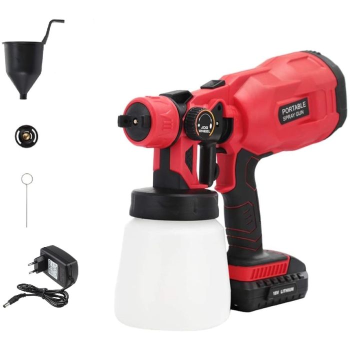 PIstolet à peinture sans fil 800ml Pulvérisateur avec batterie 20v 2Ah et chargeur