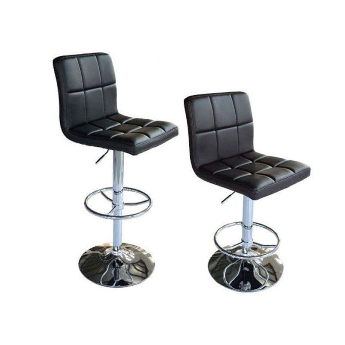 Paire de tabourets de bar / Chaises de bar, Hauteur réglable, revêtement Simili Cuir Noir