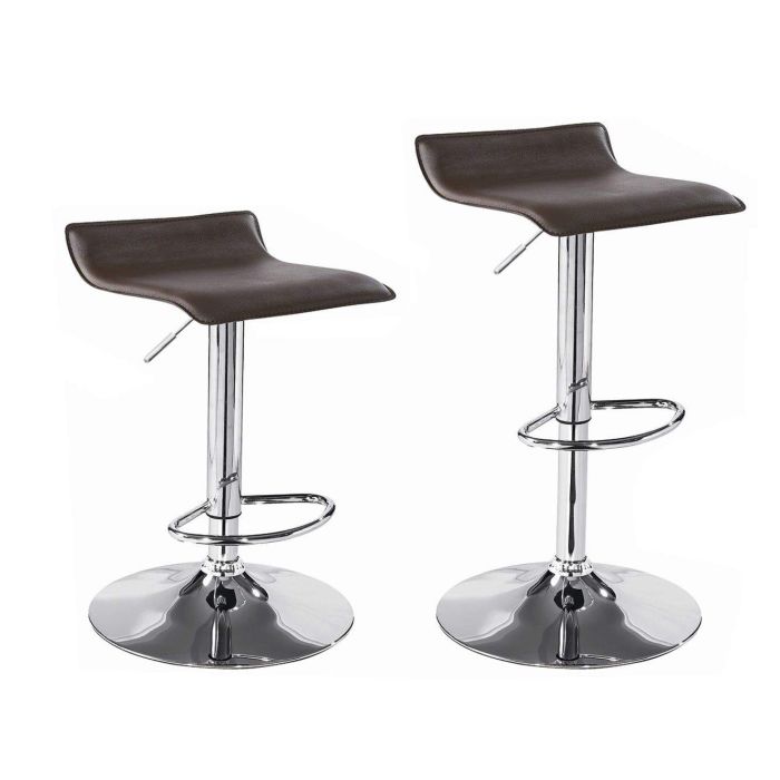 Paire de tabourets de bar / Chaises de bar, Hauteur réglable, revêtement Simili Cuir Noir