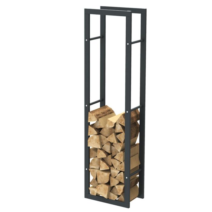 Rangement à bois en acier noir 150x40x25CM, rack pour bois de chauffage, range-bûches