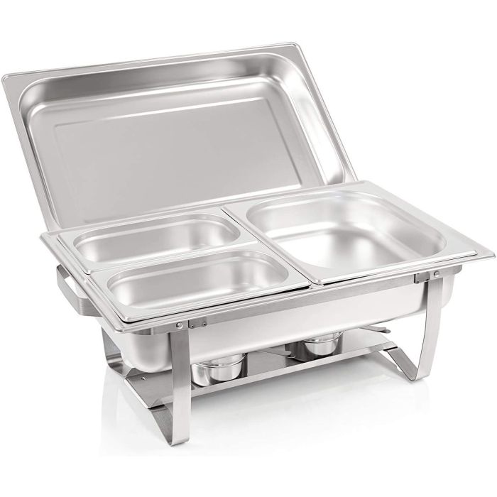 Réchaud Chauffe-plats 1x GN1/2 + 2x GN1/4 bain marie avec couvercle, 60x37x29cm