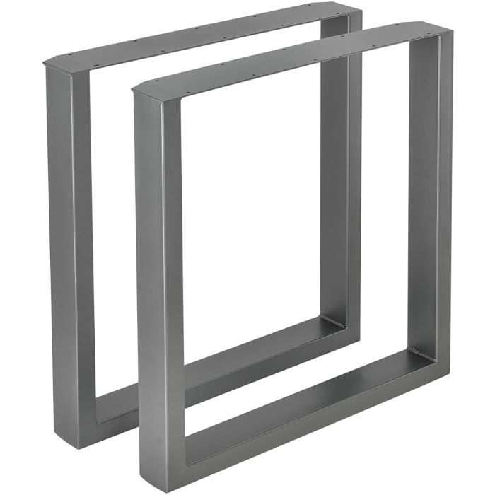 2 Pieds de table en acier gris format rectangulaire 60x72cm, Pieds pour meubles, Pieds de table métal