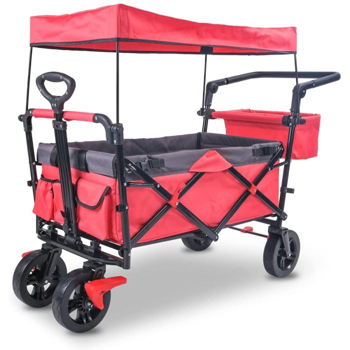 Chariot à main avec toit, freiné et pliable, 122x55x109cm, max. 90kg chariot de transport