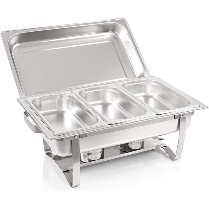 Réchaud Chauffe-plats 3x GN1/3 bain marie avec couvercle, 60x37x29cm