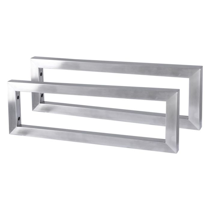2 équerres de fixation en inox brossé pour plan de vasque, Equerres pour lavabo 45x15x3cm, Equerres pour meubles étagères