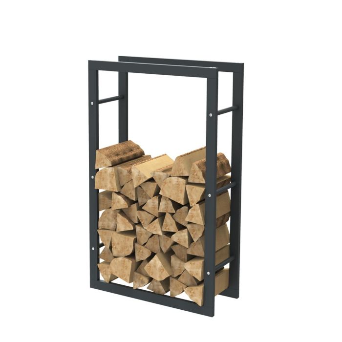 Rangement à bois en acier noir 100x60x25CM, rack pour bois de chauffage, range-bûches