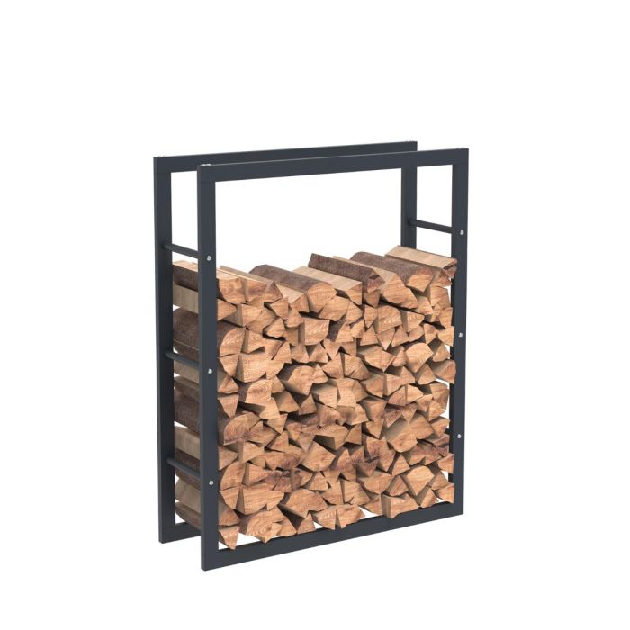 Rangement à bois en acier noir 100x80x25CM, rack pour bois de chauffage, range-bûches