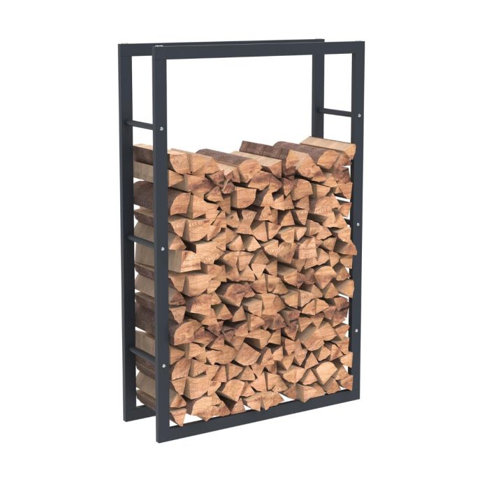 Rangement à bois en acier noir 125x80x25CM, rack pour bois de chauffage, range-bûches