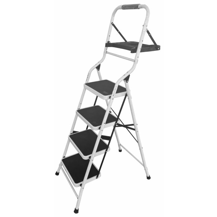 Escabeau avec poignée et plateforme pour outils, escabelle à 4 marches, 158cm, stable et pieds antidérapants