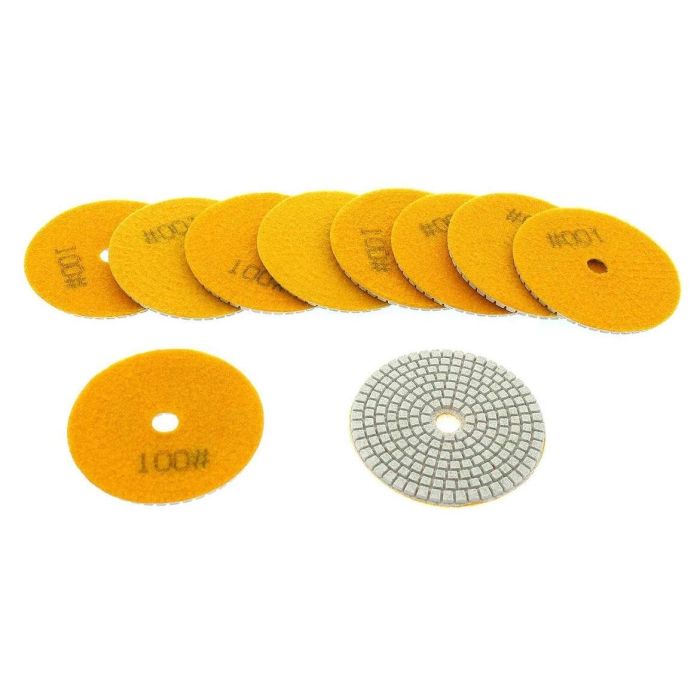 10pcs pads diamant 100mm grain 100 pour polissage à l'eau, polisseuse à l'eau