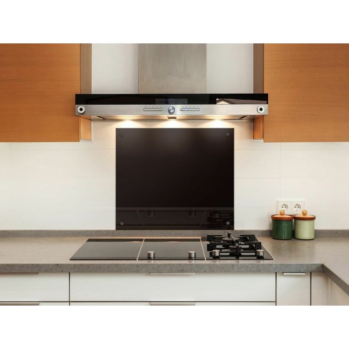 Crédence de cuisine en verre noir brillant 70x55cm, verre securit trempé 6mm, fond de hotte