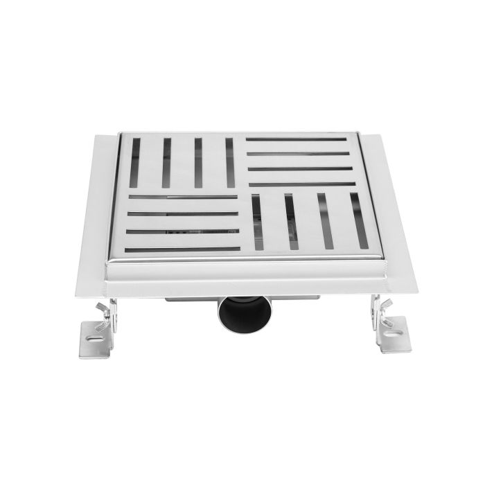 Caniveau de douche en inox carré 15cm, sterfput de douche, hauteur ajustable 63-83mm Q05