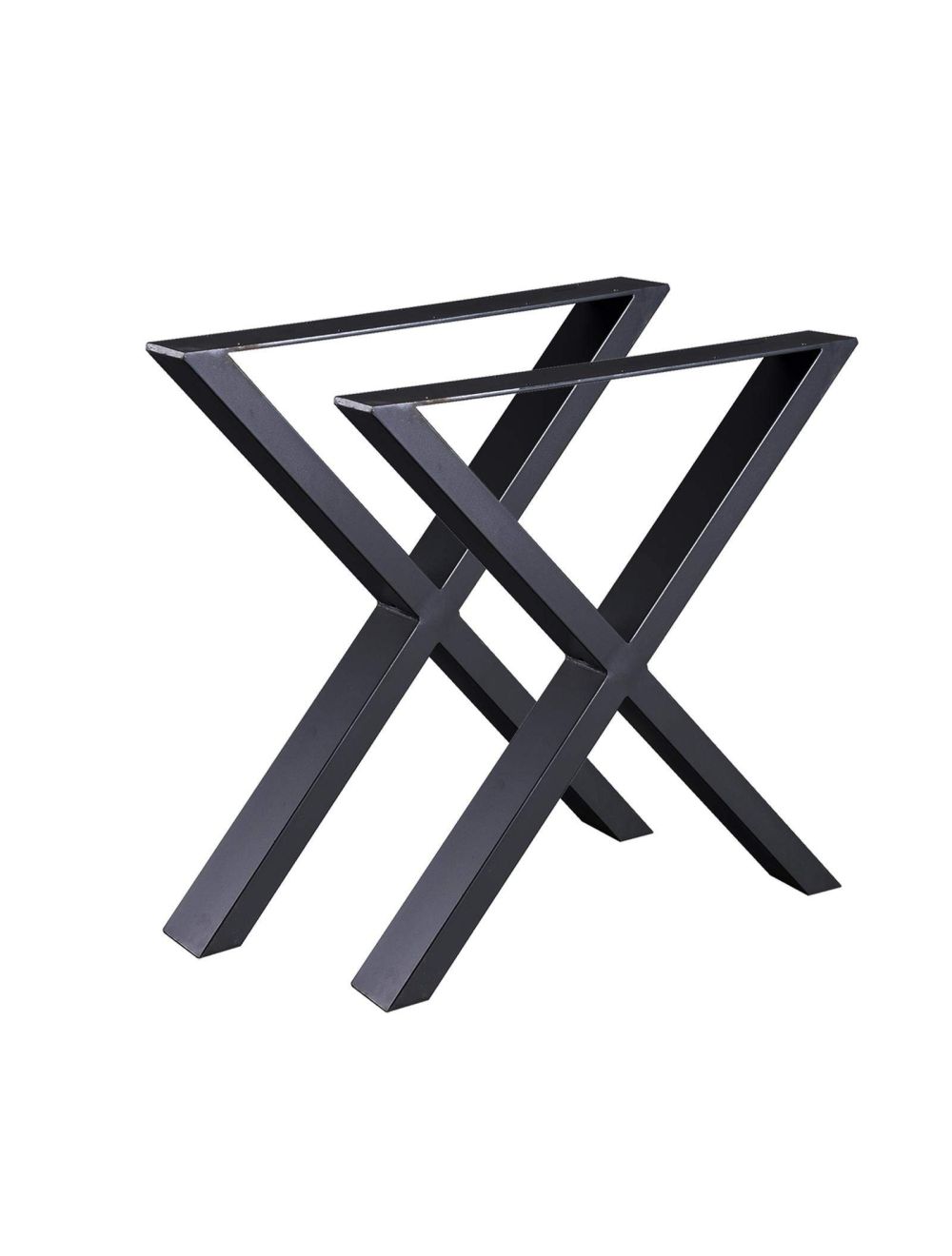 Jeu de 2 Pieds de table en acier format X noir, Pieds pour meubles, Pieds de table métal 60x72cm