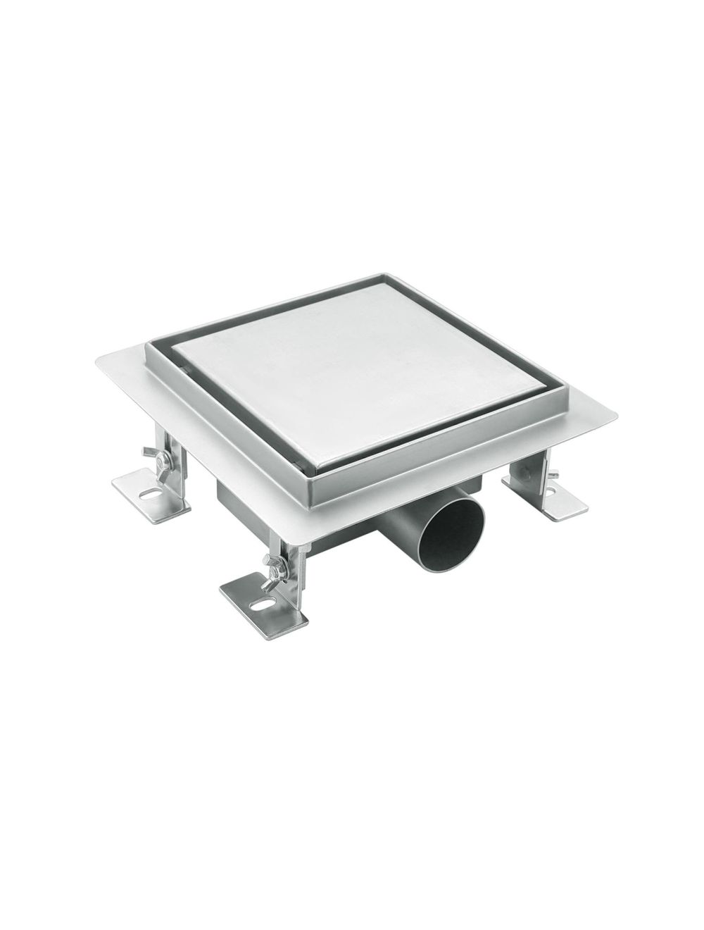 Caniveau de douche en inox carré 20cm, sterfput de douche réversible, hauteur ajustable 63-83mm