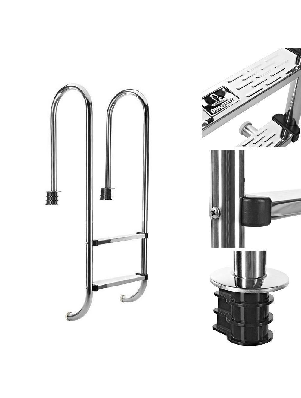 Echelle de piscine à 2 échelons en acier inoxydable 304SS, 133cm, Escalier piscine à 2 marches