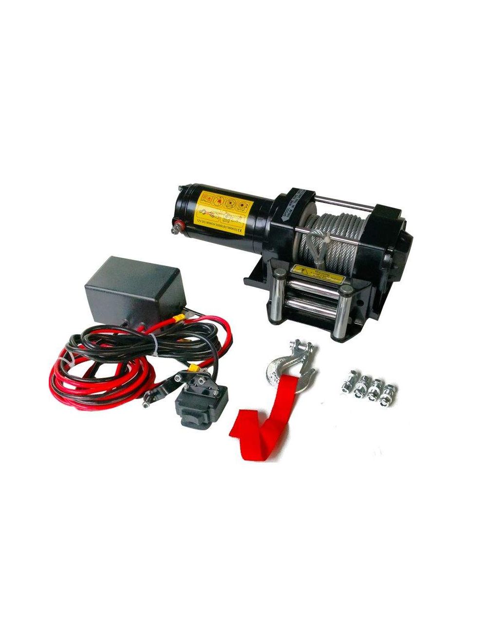 Treuil électrique 12V 1360KG 1000W, Treuil à câble longueur 9.2m Ø5.5mm