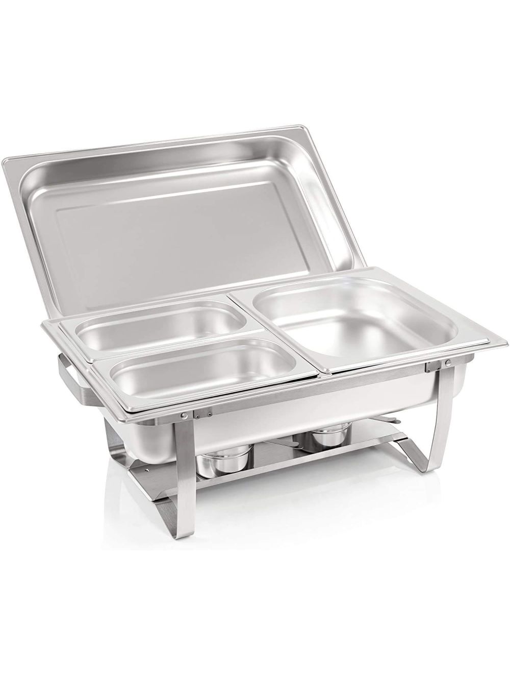 Réchaud Chauffe-plats 1x GN1/2 + 2x GN1/4 bain marie avec couvercle, 60x37x29cm