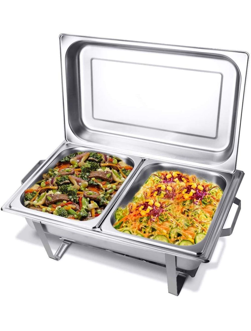 Réchaud Chauffe-plats 2x GN1/2 bain marie avec couvercle, 60x37x29cm