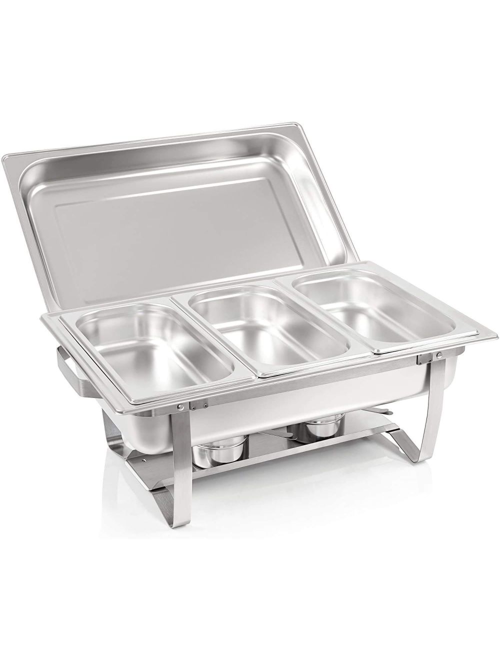 Réchaud Chauffe-plats 3x GN1/3 bain marie avec couvercle, 60x37x29cm