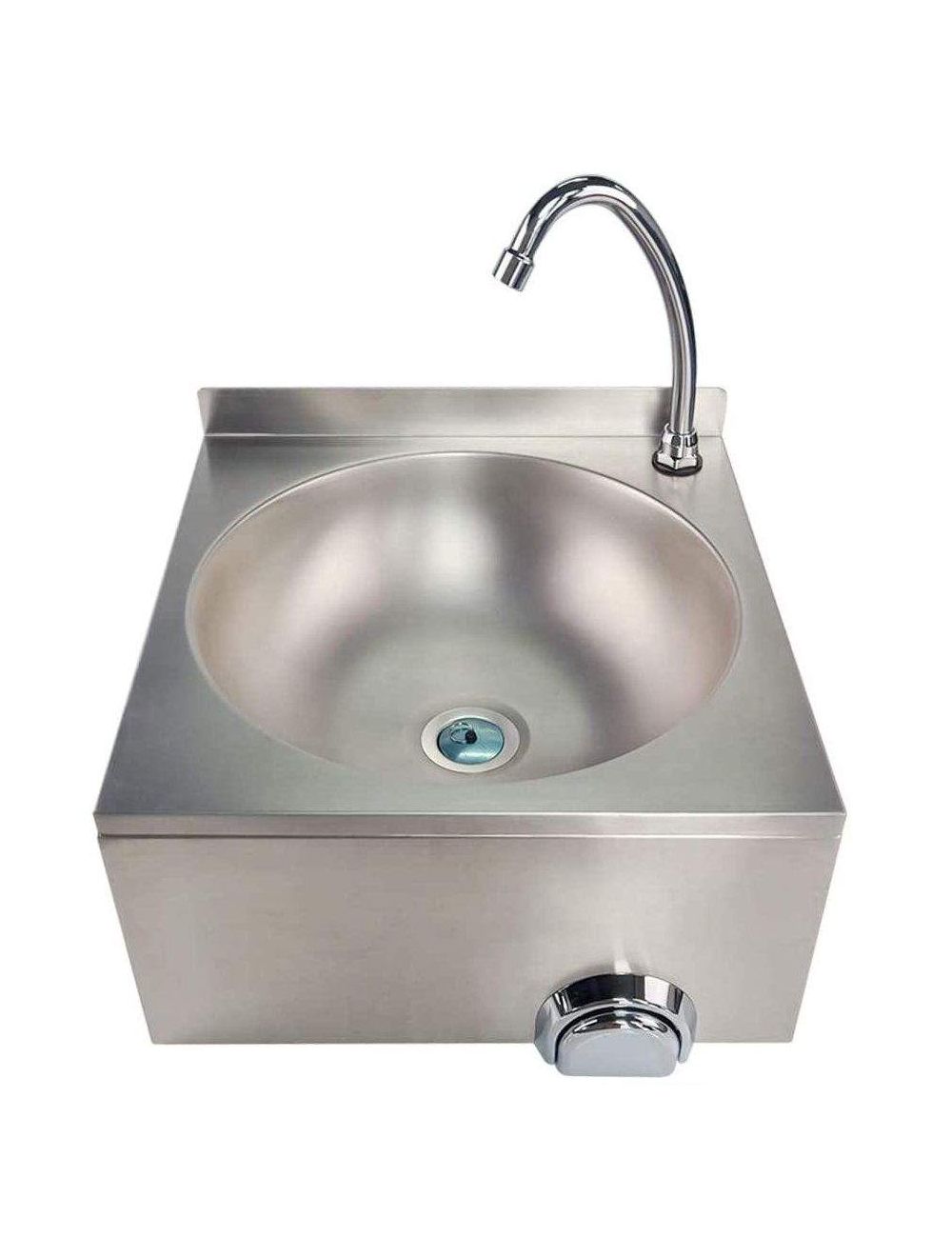 Lave-mains mural inox, commande au genou temporisée, évier à commande fémorale acier inoxydable gastronomie