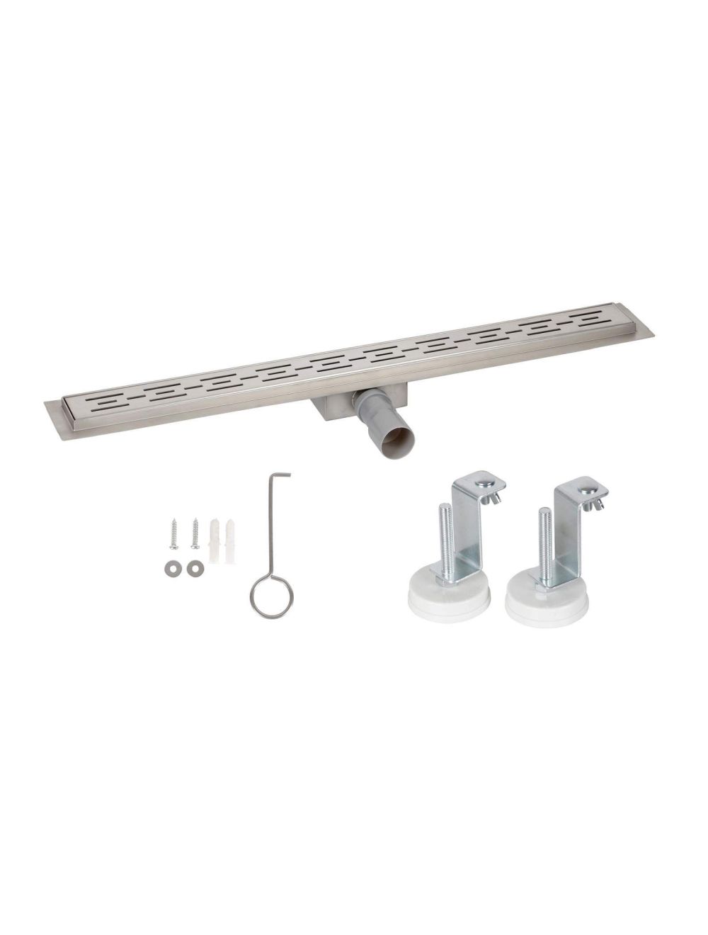 Caniveau de douche 80cm en inox type lignes, sterfput de douche, hauteur ajustable 67-92mm