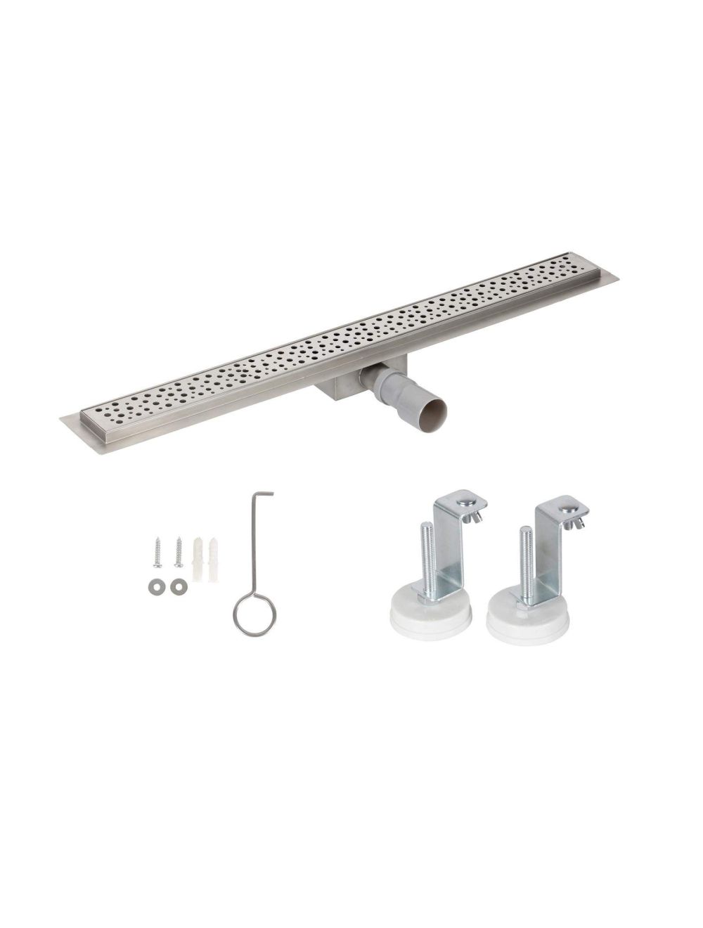 Caniveau de douche 80cm en inox type gouttes, sterfput de douche, hauteur ajustable 67-92mm