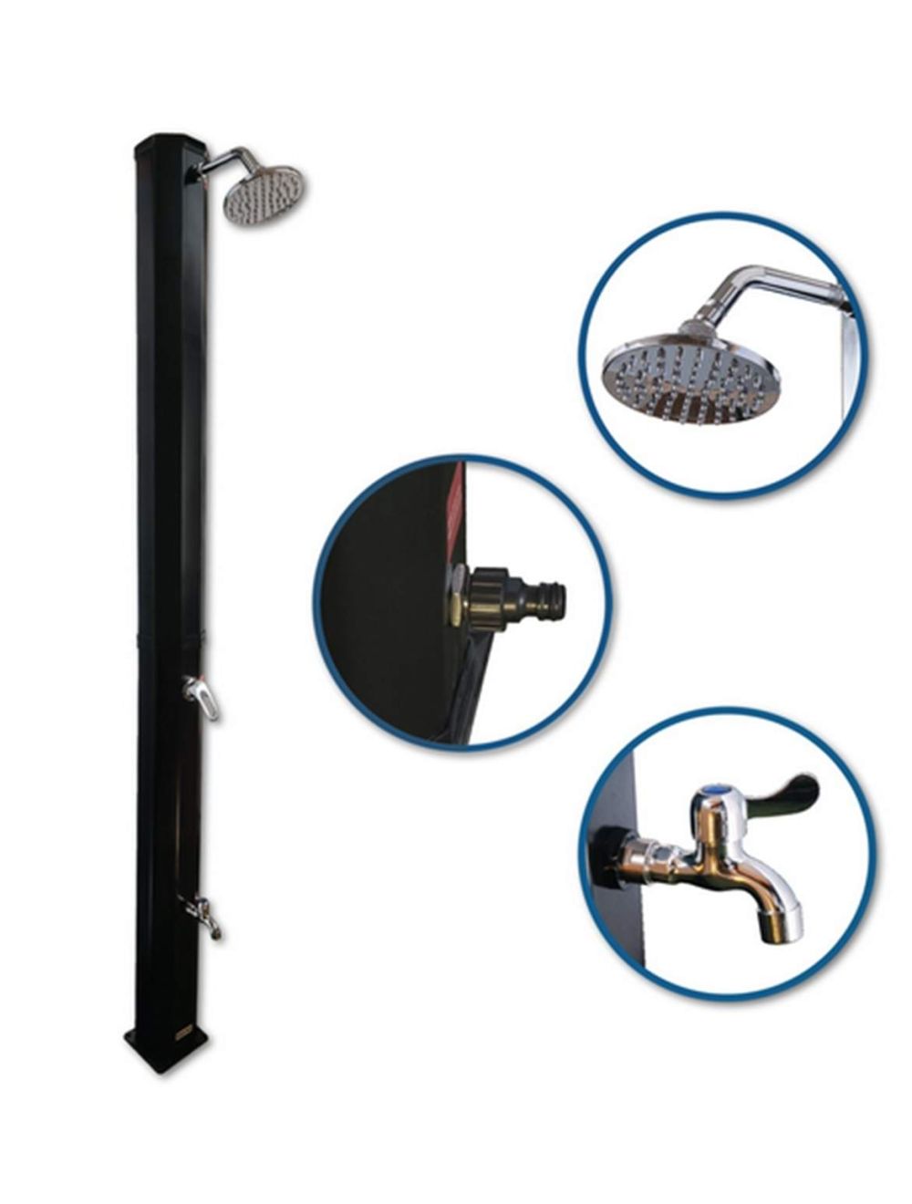 Douche solaire d'extérieur avec pomme de douche et robinet 35 L