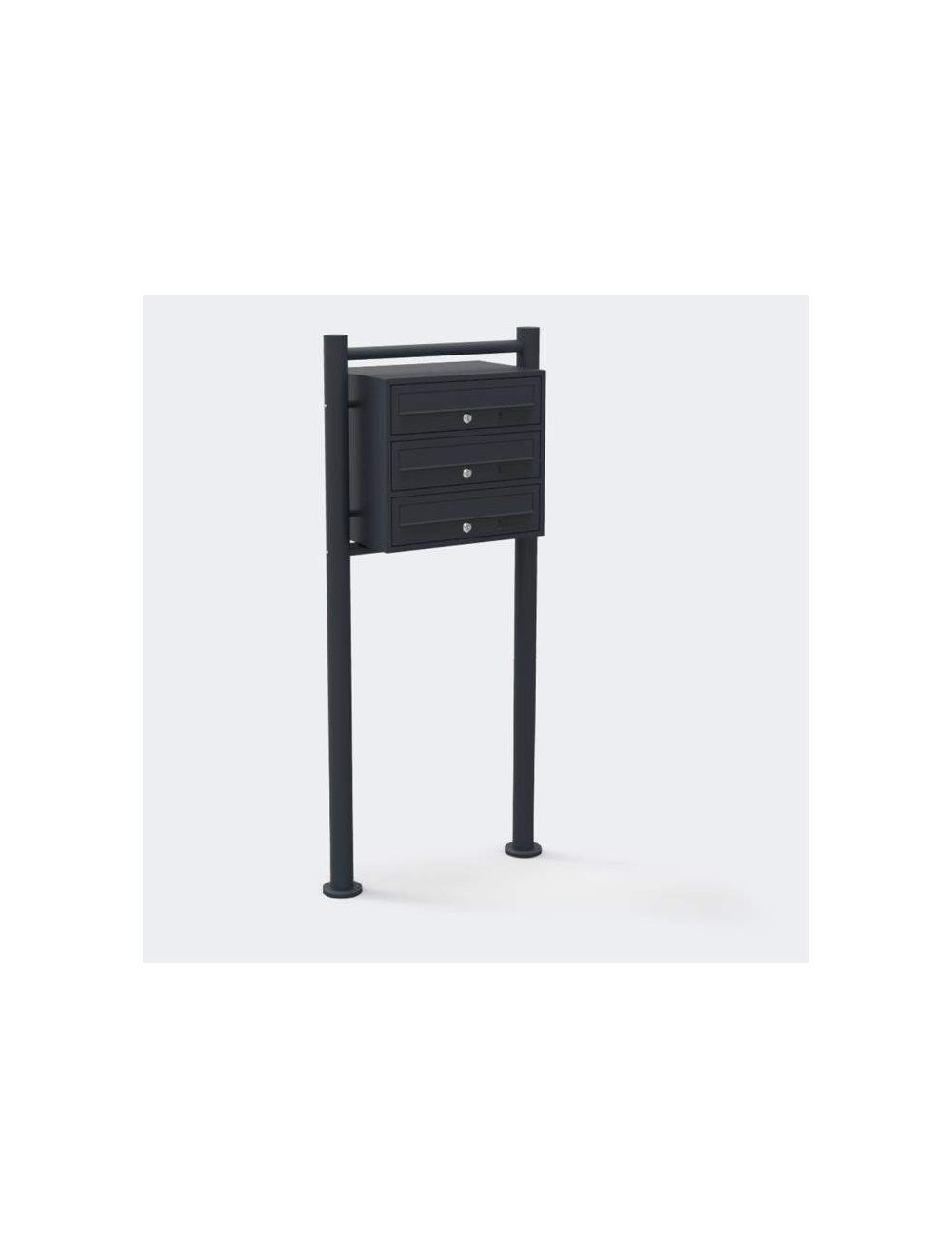 Boite aux lettres sur pieds Anthracite pour 3 appartements