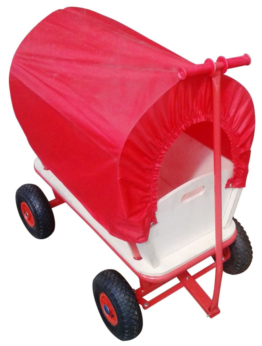 Chariot Wagon pour Enfant, chariot de transport en bois avec bâche, Charge 180Kg Max.