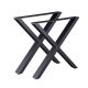Jeu de 2 Pieds de table en acier format X noir, Pieds pour meubles, Pieds de table métal 60x72cm (reconditionné)
