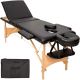 Table de massage pliante en bois 210x80x93cm, Noir, 120kg max, Mousse 9cm