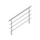 Main courante d'escalier 140cm, balcon, balustrade, garde-corps en inox avec 3 barres transversales, install. à plat ou inclinée